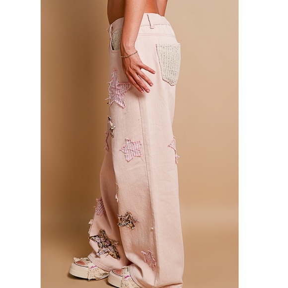 "The Nora" Pink Star Patch Jeans - Picture 3 of 5